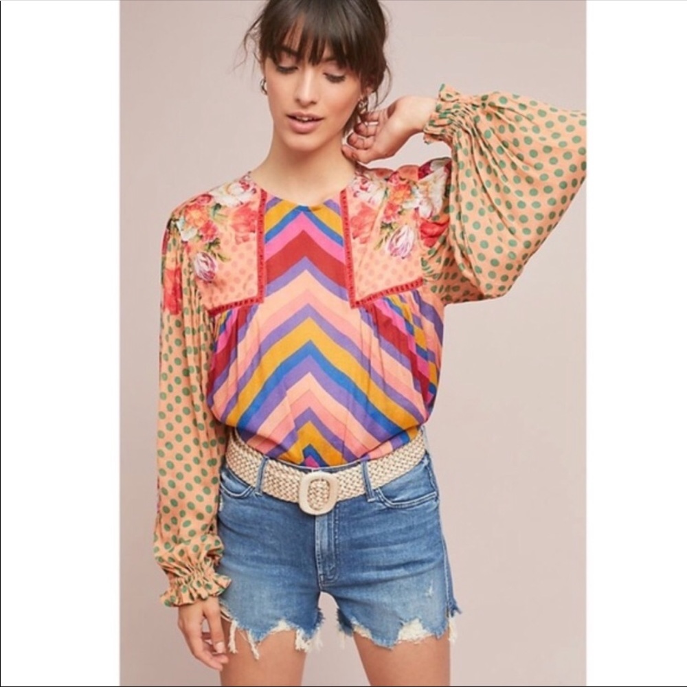 🆕NWT rare Anthropologie eclectic print blouse
